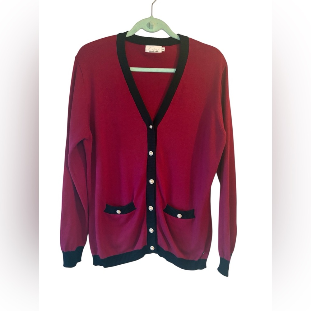 Cracked Wheat Wine Cardigan Sweater Old Money Academia Preppy Quiet Luxury Sz L